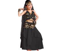 Astage Girl Vêtements de danse du ventre indien Robe d'Halloween Tous les ensembles Noir S