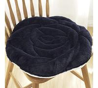 Astarama Coussin de chaise rond en peluche douce - Convient pour la maison, le bureau, la voiture - Bleu marine