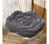 Astarama Coussin de chaise rond en peluche douce - Convient pour la maison, le bureau, la voiture - Gris foncé