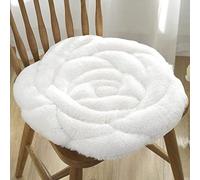 Astarama Coussin de chaise rond en peluche douce pour la maison, le bureau, la voiture (blanc)