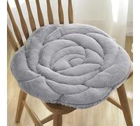 Astarama Coussin de chaise rond en peluche douce pour la maison, le bureau, la voiture (gris)