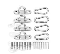 AstarFavor Kit de Crochet de Plafond Crochets Muraux 4 Plaques à Oeil en acier Inoxydable et 4 Mousquetons Utilisés pour Auvent, Cordes et Filets Décoratifs, équipement Extérieur Intérieur, etc