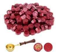 ASTARON 100 Perles de Cire à Cacheter pour Sceau Octogonal avec Cuillère à Fondre pour Invitations, Enveloppes, Emballages de Vin, Emballage Cadeau