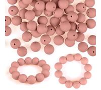 ASTARON 100pcs 15mm perles en silicone pour la fabrication de porte-clés, perles rondes en caoutchouc rose poudré pour bracelets, loisirs créatifs, stylos à perles,fournitures de fabrication de bijoux