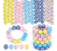 ASTARON 100Perles Rondes En Silicone De 15mm Pour La Fabrication De Porte-Clés,Perles Rondes Jaunes Et Bleues En Vrac Pour Bracelets, Loisirs Créatifs,Décorations,Fournitures De Fabrication De Bijoux