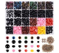 Astaron 1028 Pièces 6mm-15mm Yeux de Sécurité et Nez en Plastique avec Rondelles pour Poupée en Peluche Fabrication Artisanale, Multi Taille
