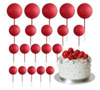ASTARON 20 pièces décorations de gâteau en boule Mini ballons décoration de gâteau boules pics à gâteaux pour décorations de gâteau d'anniversaire de mariage (Rouge)