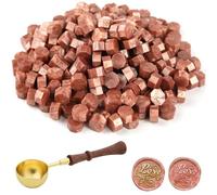 ASTARON 300 perles de cire d'étanchéité, kit de cire d'étanchéité avec 1 cuillère à fondre la cire pour cartes d'invitation, enveloppes, emballages de vin, emballages cadeaux(Or orange)