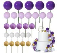 ASTARON 50 pièces décorations de gâteau en forme de boules Mini ballons Bâtonnets de décoration de gâteau Boules en mousse Pics à gâteau pour fête de mariage Anniversaire (Série violette)