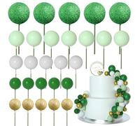 ASTARON 50 pièces décorations de gâteau en forme de boules Mini ballons Bâtonnets de décoration de gâteau Boules en mousse Pics à gâteau pour fête de mariage Anniversaire (série verte)