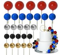 ASTARON 50 pièces décorations de gâteau en forme de boules Mini ballons Bâtonnets de décoration de gâteau Boules en mousse Pics à gâteau pour fête de mariage Anniversaire (Série Bleu Rouge)