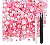 Astaron 50g Mélange de demi-perles de strass à dos plat pour travaux manuels Taille mixte 3mm-10mm, Perles à dos plat pour gobelets de bricolage Mugs Nail Art Chaussures Vêtements (Série Rose)