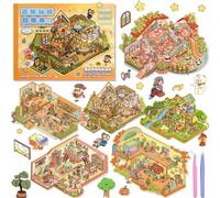 ASTARON 6 sets de stickers 3D DIY pour adultes, créez vos propres mini stickers pour filles avec des motifs de boutiques et de chambres confortables