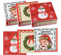 ASTARON 60 Pcs Serviettes de Noël 3 Motifs, Serviettes de Cocktail en Papier Jetables Serviettes Décoratives de Noël en Vrac pour le Dîner de Vacances Fournitures de Fête de Noël