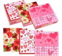 ASTARON 60 pièces Serviettes de Saint-Valentin 33cm × 33cm, Serviettes de Cocktail en Papier Jetables pour Fournitures de Fête de la Saint-Valentin
