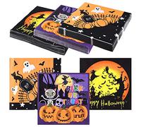 Astaron 60 pièces Serviettes Halloween 13 "× 13", Serviettes à Cocktail en Papier jetables pour Fournitures de fête d'halloween, 3 modèles de Serviettes sur Le thème d'halloween