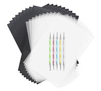 ASTARON Ensemble de papier carbone, 150 feuilles de papier de transfert noir et papier calque avec 5 outils de stylets de gaufrage, papier de transfert de carbone pour traçage sur bois