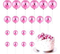 ASTARON - Lot de 20 décorations pour gâteau en forme de boule disco - Piques en forme de boule rose pour gâteau - Décorations pour anniversaire, retraite, fête sur le thème des années 70