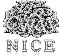 ASTARON Lot de 26 patchs autocollants en strass et perles, lettres de l'alphabet de A à Z, brodés et pailletés, pour vêtements, sacs, chapeaux, coques de téléphone, DIY