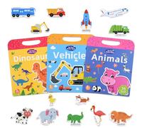 ASTARON Lot de 3 livres d'autocollants 3D réutilisables pour enfants de 3 à 6 ans, jeu d'autocollants en gelée, jouet éducatif d'apprentissage sensoriel, jouets de voyage et livre d'activités
