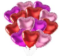 ASTARON Lot de 30 ballons en forme de cœur rose rouge pour accessoires de décoration de la Saint-Valentin, 45,7 cm de gros ballons en forme de cœur en aluminium pour décorations de soirée romantique