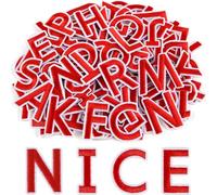 ASTARON Lot de 36 écussons thermocollants lettres et chiffres, alphabet brodé 3,8 cm A-Z, 0-9, pour vêtements, chaussettes, jeans, chapeaux et DIY (Rouge)
