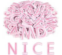 ASTARON Lot de 36 écussons thermocollants lettres et chiffres, alphabet brodé 3,8 cm A-Z, 0-9, pour vêtements, chaussettes, jeans, chapeaux et DIY (Rose)