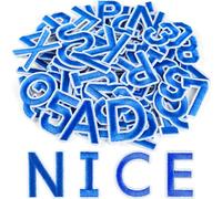 ASTARON Lot de 36 écussons thermocollants lettres et chiffres, alphabet brodé 3,8 cm A-Z, 0-9, pour vêtements, chaussettes, jeans, chapeaux et DIY (Bleu)