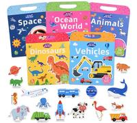 Astaron Lot de 5 Livres d'autocollants 3D réutilisables pour Enfants de 3 à 6 Ans, Jeu d'autocollants en gelée, Jouet éducatif d'apprentissage sensoriel, Jouets de Voyage et Livre d'activités