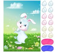 Astaron Pin The Tail on The Bunny avec 24 pièces queues de Lapin Jeu de fête de pâques pour Enfants joyeuses pâques fête décoration Fournitures