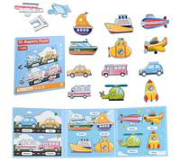 ASTARON Puzzle magnétique avec 60 Autocollants gonflés pour Tout-Petits, 51 pièces Puzzles de Circulation 3 en 1 éducation préscolaire Apprentissage Jouets de Voyage Voiture Avion activités