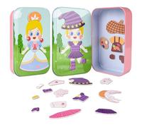 ASTARON Puzzle magnétique boîte en Fer-Blanc Jeu pour Fille, Jouets éducatifs de Voyage pour Enfants avec 26 Puzzles magnétiques, favorise l'imagination et la Concentration