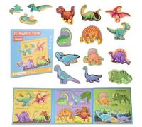 ASTARON Puzzle magnétique Dinosaure avec 80 Autocollants gonflés pour Tout-Petits, 40 pièces Puzzles éducation préscolaire Apprentissage Jouets de Voyage Voiture Avion activités