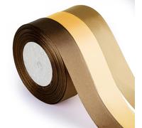 ASTARON Ruban de satin marron et doré pour bouquet de mariage, loisirs créatifs, ruban en tissu de couleur unie pour emballage cadeau, nœuds pour cheveux, nœuds pour cheveux, décoration de fête