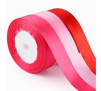 ASTARON Ruban de satin Saint-Valentin pour travaux manuels 2,5 cm, ruban rose rouge en tissu pour emballage de cadeaux, bouquets, nœuds de cheveux, ruban de soie pour décorations