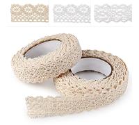 ASTARON Ruban Dentelle Vintage Beige, Décoratif Auto-Adhésif, Bordure en Dentelle pour Artisanat, Décoration de Mariage, Scrapbooking, Boîte Cadeau (Style B - Beige)