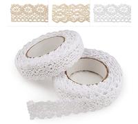 ASTARON Ruban Dentelle Vintage Ruban Dentelle Beige, Ruban Décoratif Auto-Adhésif Ruban Bordure en Dentelle pour Artisanat Décoration de Mariage Scrapbooking Boîte Cadeau(Style B - Blanc)