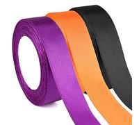 ASTARON Ruban Halloween violet noir orange, ruban en tissu de 1 pouce pour emballage cadeau, bouquets, nœuds de cheveux, ruban en soie pour Décoration d'Halloween
