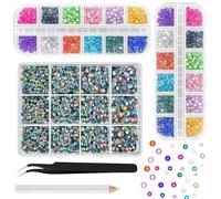 ASTARON Strass colorés pour le bricolage, 12000 pièces de pierres précieuses en résine à dos plat de 2 à 6 mm, diamants scintillants pour la décoration des ongles, des verres et des tasses