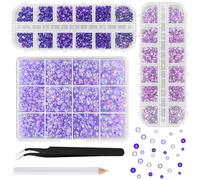 ASTARON Strass violets pour le bricolage, 12000 pièces de pierres précieuses en résine à dos plat de 2 à 6 mm, diamants scintillants pour la décoration des ongles, des verres et des tasses