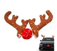 Astas de renne pour voiture - Mâts de voiture pour Noël, ornements de Noël pour voiture avec bois de renne | Set cadeau pour costume de voiture et camion, ensemble de voiture en corne de cerf de Noël