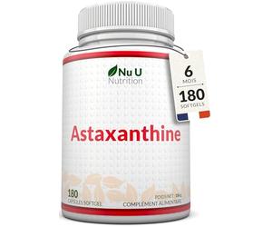 Astaxanthine 12mg - 180 Softgels de Forte Puissance - Approvisionnement 6 Mois - Supplément Antioxydant Puissant - Astaxanthine de Haematococcus Pluvialis Algae - Fabriqué en Europe - Nu U Nutrition
