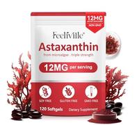 Astaxanthine, Astaxanthine 12 mg, 120 Gélules pour 4 Mois | Complément Antioxydant Premium | Source de Microalgues Fraîches | Triple Concentration, Faciles à Avaler