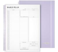 Asten Planificateur quotidien non daté avec liste de choses à faire, planificateur horaire pour homme et femme, carnet de rendez-vous à spirale avec fermeture élastique, planificateur journalier pour