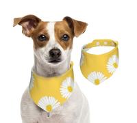 Aster Blanc Marguerite Jaune,Bandanas pour Chien, écharpe en Coton, Bavoirs réglables pour Animaux de Compagnie,M
