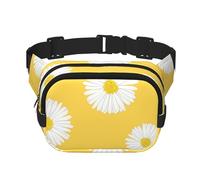 Aster Blanc Marguerite Jaune,Sac Banane carré Double Couche, Sac de Poitrine