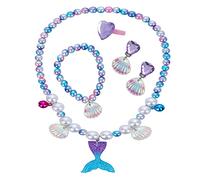 ASTER Collier sirène pour enfants, cadeau d'anniversaire, bijoux pour filles, ensemble de déguisement de princesse sirène pour décorations de fête sirène, accessoires de costume d'Halloween