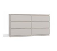 ASTER - Commode large chambre salon bureau beige - 6 tiroirs - 138x40x75cm - 6 tiroirs - Style scandinave