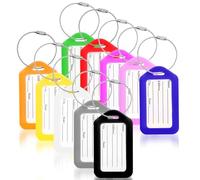 Aster Lot de 10 étiquettes d'identification de bagages en plastique de 10 couleurs avec cordon, imperméables