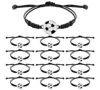 ASTER Lot de 14 bracelets de football réglables en métal tressé pour enfants, garçons, filles, adjustable from small to large, Métal